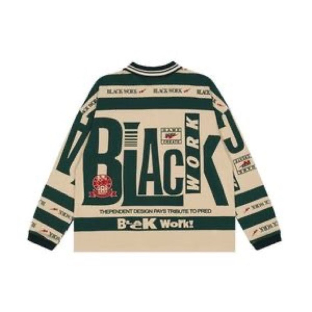 Retro Polo Collar ‘Black Work’ Shirt